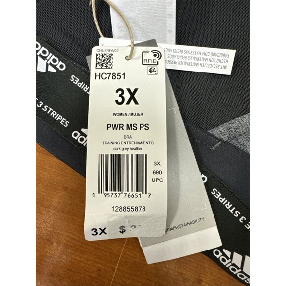 adidas Women's Plus Sz Bra 3X Size Powerreact Training - Picture 4 of 5